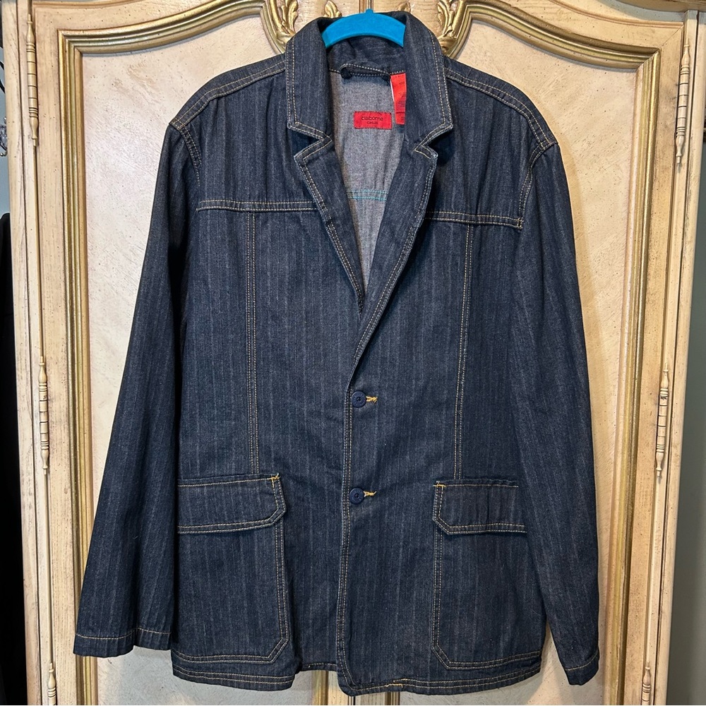 Claiborne Casual Dark Blue Pinstripe Button Front Jacket